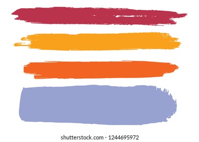 Collection of hand drawn colorful grunge brushes. Vector Grunge Brushes. Dirty Artistic Design Elements. Creative Design Elements. Rainbow background. Distress Frame, Logo, Banner, Wallpaper.