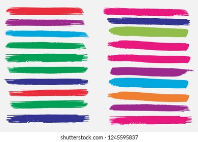 Collection of hand drawn colorful grunge brushes. Vector Grunge Brushes. Dirty Artistic Design Elements. Creative Design Elements. Rainbow background. Distress Frame, Logo, Banner, Wallpaper.