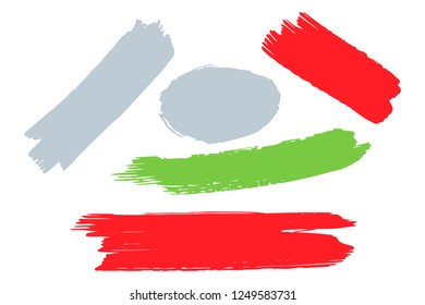 Collection of hand drawn colorful grunge brushes. Vector Grunge Brushes. Dirty Artistic Design Elements. Creative Design Elements. Rainbow background. Distress Frame, Logo, Banner, Wallpaper.