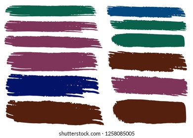 Collection of hand drawn colorful grunge brushes. Vector Grunge Brushes. Dirty Artistic Design Elements. Creative Design Elements. Rainbow background. Distress Frame, Logo, Banner, Wallpaper.