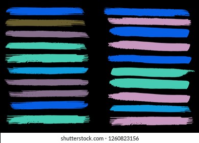 Collection of hand drawn colorful grunge brushes. Vector Grunge Brushes. Dirty Artistic Design Elements. Creative Design Elements. Rainbow background. Distress Frame, Logo, Banner, Wallpaper.