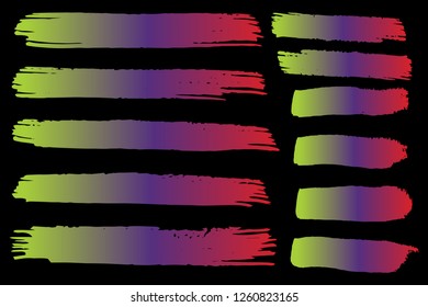 Collection of hand drawn colorful grunge brushes. Vector Grunge Brushes. Dirty Artistic Design Elements. Creative Design Elements. Rainbow background. Distress Frame, Logo, Banner, Wallpaper.