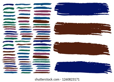 Collection of hand drawn colorful grunge brushes. Vector Grunge Brushes. Dirty Artistic Design Elements. Creative Design Elements. Rainbow background. Distress Frame, Logo, Banner, Wallpaper.