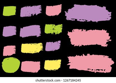 Collection of hand drawn colorful grunge brushes. Vector Grunge Brushes. Dirty Artistic Design Elements. Creative Design Elements. Rainbow background. Distress Frame, Logo, Banner, Wallpaper.