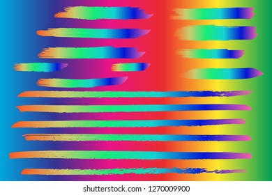 Collection of hand drawn colorful grunge brushes. Vector Grunge Brushes. Dirty Artistic Design Elements. Creative Design Elements. Rainbow background. Distress Frame, Logo, Banner, Wallpaper.