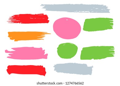 Collection of hand drawn colorful grunge brushes. Vector Grunge Brushes. Dirty Artistic Design Elements. Creative Design Elements. Rainbow background. Distress Frame, Logo, Banner, Wallpaper.