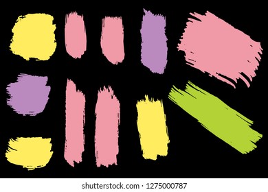 Collection of hand drawn colorful grunge brushes. Vector Grunge Brushes. Dirty Artistic Design Elements. Creative Design Elements. Rainbow background. Distress Frame, Logo, Banner, Wallpaper.
