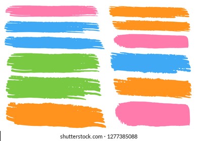 Collection of hand drawn colorful grunge brushes. Vector Grunge Brushes. Dirty Artistic Design Elements. Creative Design Elements. Rainbow background. Distress Frame, Logo, Banner, Wallpaper.