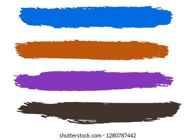 Collection of hand drawn colorful grunge brushes. Vector Grunge Brushes. Dirty Artistic Design Elements. Creative Design Elements. Rainbow background. Distress Frame, Logo, Banner, Wallpaper.