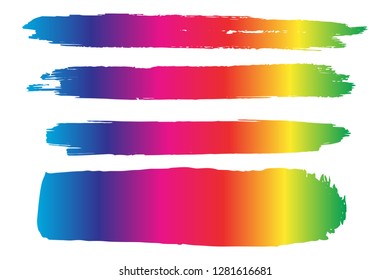 Collection of hand drawn colorful grunge brushes. Vector Grunge Brushes. Dirty Artistic Design Elements. Creative Design Elements. Rainbow background. Distress Frame, Logo, Banner, Wallpaper.