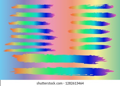 Collection of hand drawn colorful grunge brushes. Vector Grunge Brushes. Dirty Artistic Design Elements. Creative Design Elements. Rainbow background. Distress Frame, Logo, Banner, Wallpaper.