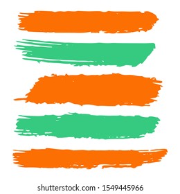 Collection Of Hand Drawn Colorful Grunge Brushes. Turquoise Artistic Dirty Canva. Watercolor Grunge Element. Orange Batik Brush. Watercolor Splash. Blue Distress Logo. Brush Paint.