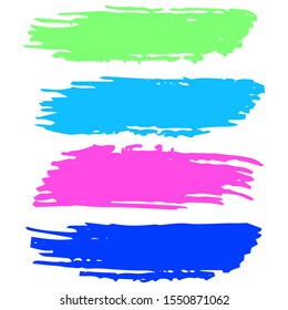 Collection Of Hand Drawn Colorful Grunge Brushes. Turquoise Dirty Art Graffiti. Watercolour Acrylic Paint. Purple Brush Graffiti. Watercolor Drawing. Yellow Distress Wallpaper. Brush Banner.