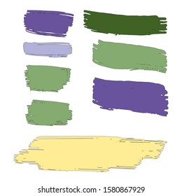 Collection Of Hand Drawn Colorful Grunge Brushes. Blue Dirty Art Painting. Watercolour Grunge Style. Yellow Brush Banner. Watercolor Background. White Distress Banner. Brushed Banner.