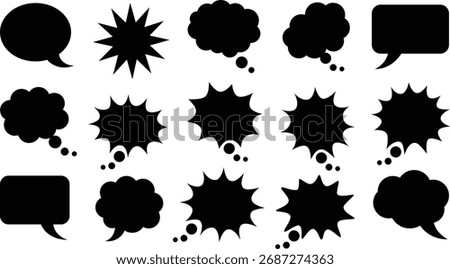 Collection of hand drawn comic book style speech bubbles and thought bubbles for dialogue and ideas
