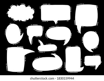 Collection hand drawn communicate speech. Design element business message. Vector illustration.