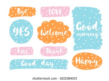 Collection hand drawn communicate speech. Design element business message. Vector illustration.