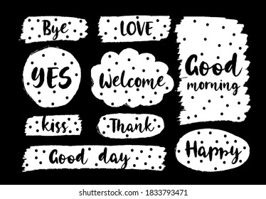 Collection hand drawn communicate speech. Design element business message. Vector illustration.