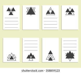 Collection of hand drawn creative cards. Design for placards, posters, flyers or banner. Modern hipster style. Vector illustration