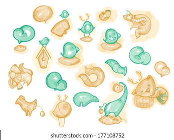 Collection of hand drawn cute animals