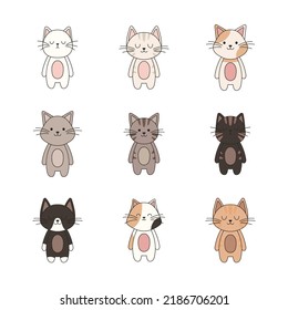 La colección dibujó gatos lindos a mano. Perfecto para la reserva de recortes, tarjeta de felicitación, póster, kit de pegatinas.
