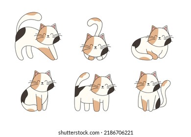 Collection hand drawn cute cats. Perfect for scrapbooking, greeting card, poster, sticker kit.