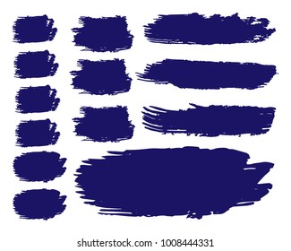 Collection of hand drawn dark blue grunge brushes. Vector Grunge Brushes. Dirty Artistic Design Elements. Creative Design Elements. White background. Distress Frame, Logo, Banner, Wallpaper.