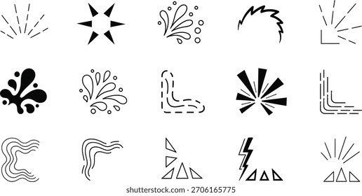 Collection of hand drawn decorative elements in black and white