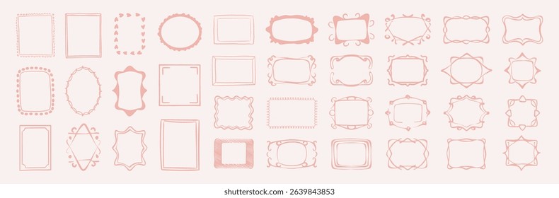 Collection of Hand Drawn Decorative Frames. Vintage and Modern Style Borders for Invitations, Scrapbooking, Cards, and Graphic Design Projects