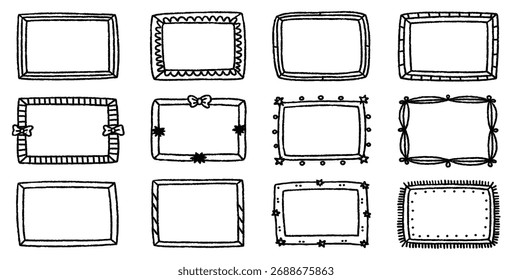 Colección de marcos decorativos dibujados a mano Arte vectorial blanco y negro