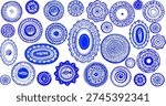 Collection of hand drawn decorative plates and dishes in ornamental sketch style