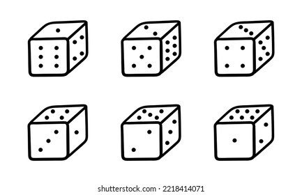 a collection of hand drawn dice on a white background