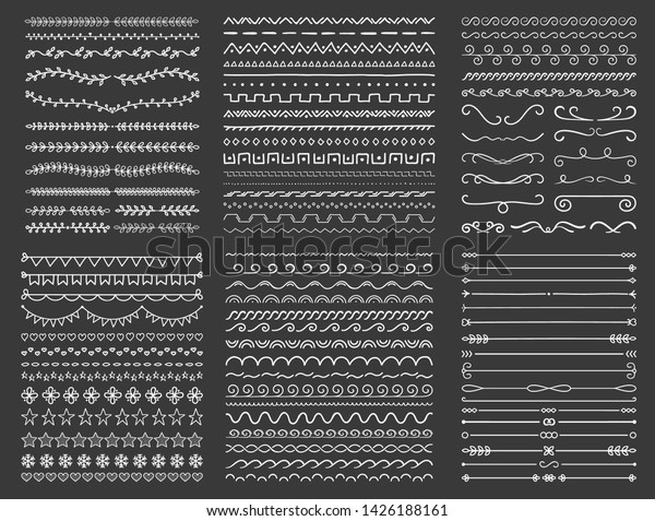 Collection of hand drawn dividers - objects\
and lines, floral and calligraphic dividers, geometric shapes,\
vector eps10\
illustration
