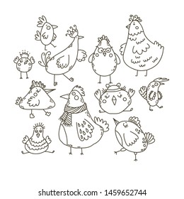Collection of hand drawn doodle birds. Vector EPS 10.