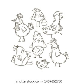 Collection of hand drawn doodle birds. Vector EPS 10.