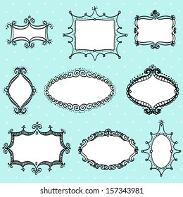 Collection of hand drawn doodle frames, hand drawn label set, vector illustration