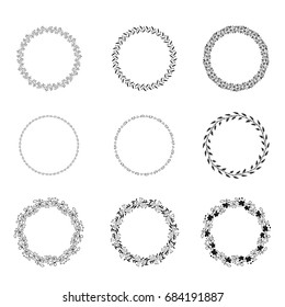 Collection of hand drawn doodle frames. Minimalistic concept of decorative design elements. Can be used for wedding invitation, photo overlay and greeting card