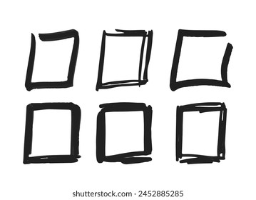 Collection Of Hand Drawn Doodle Squares, Vector Scribble Design Elements, Doodling Borders, Frames, Boxes