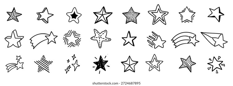 coleção de ilustrações de estrela de doodle desenhadas à mão