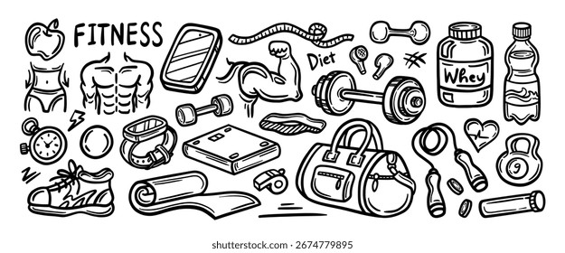 Collection of hand drawn doodle vector set.
