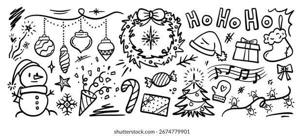 Coleção de conjunto de vetores de rabiscar desenhado à mão.