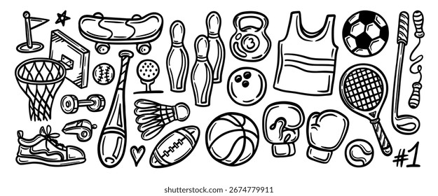 Colección del juego de Vectores de doodle dibujado a mano.