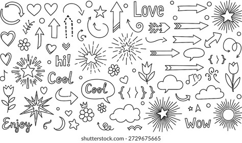 A collection of hand drawn doodles and illustrations
