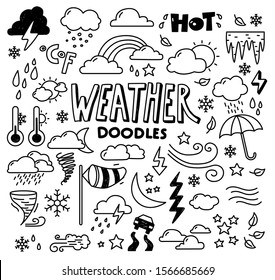 Collection of hand drawn doodles - weather icons