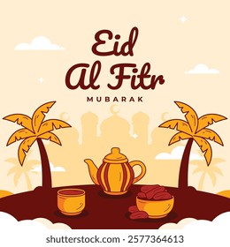 Collection of Hand Drawn Eid Al Fitr Mubarak Designs Illustration