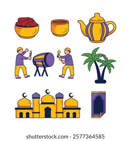 Collection of Hand Drawn Eid Mubarak Elements Designs