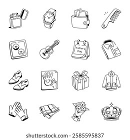 Collection of Hand Drawn Father Icons 
