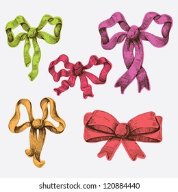 Collection of hand drawn festive bows