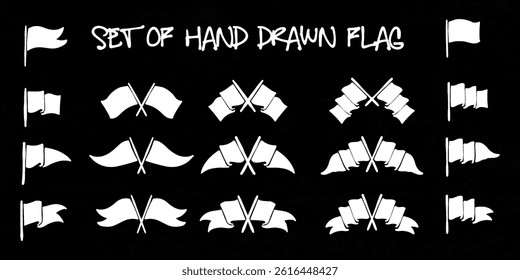 Collection of Hand Drawn Flag Illustrations Featuring Various Designs