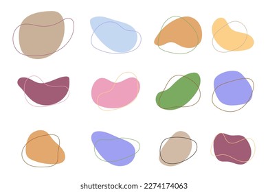 Collection of hand drawn flat abstract shapes. Irregular shape.